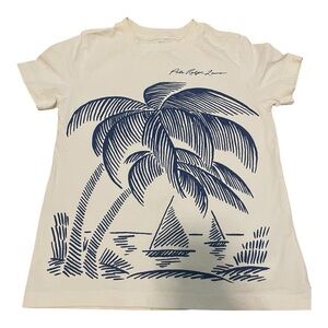 Polo by Ralph Lauren Kids' Cream Shirt with Blue Palm Graphic